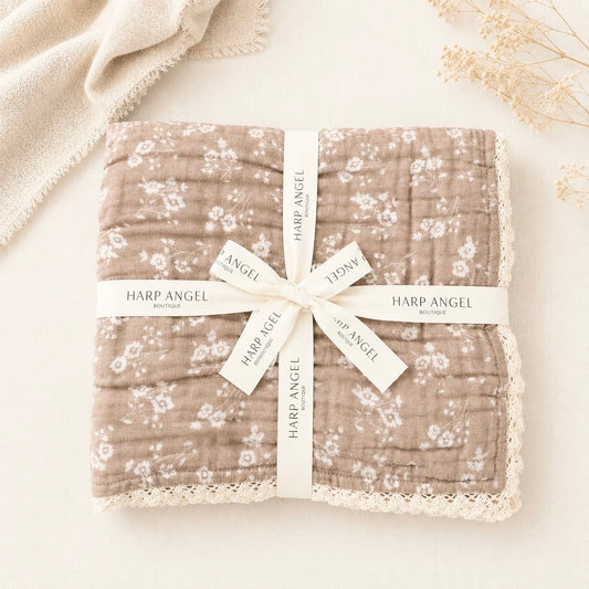 Sweet Pea Lace Organic Muslin 6-Layer Blanket