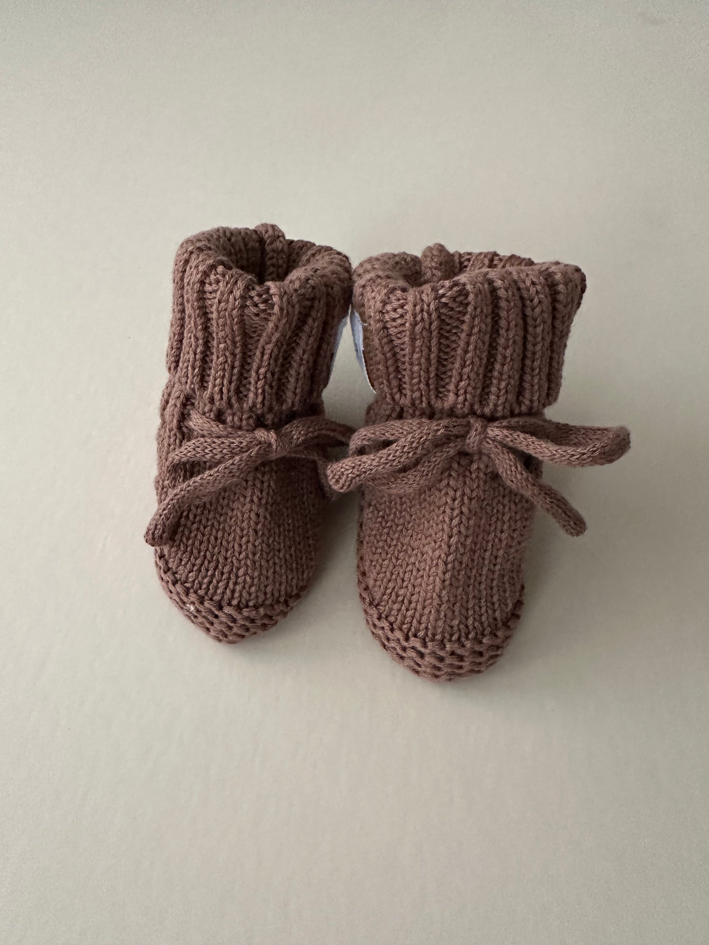 Organic Knit Booties - Brown - Harp Angel Boutique