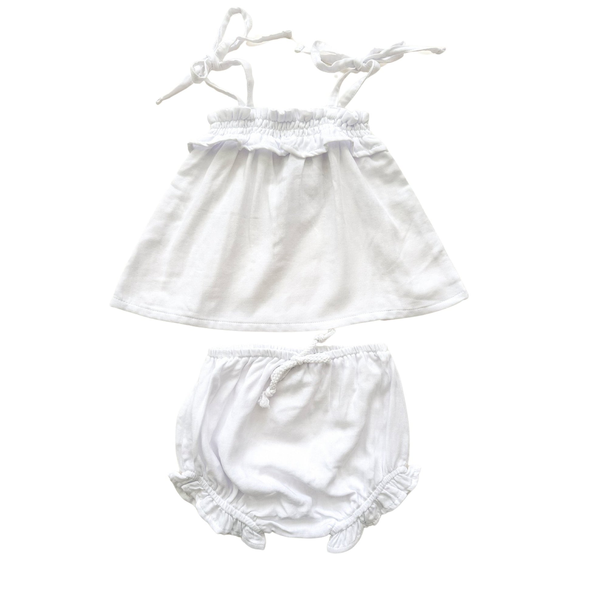 Bamboo Muslin Tie Dress - White - Harp Angel Boutique