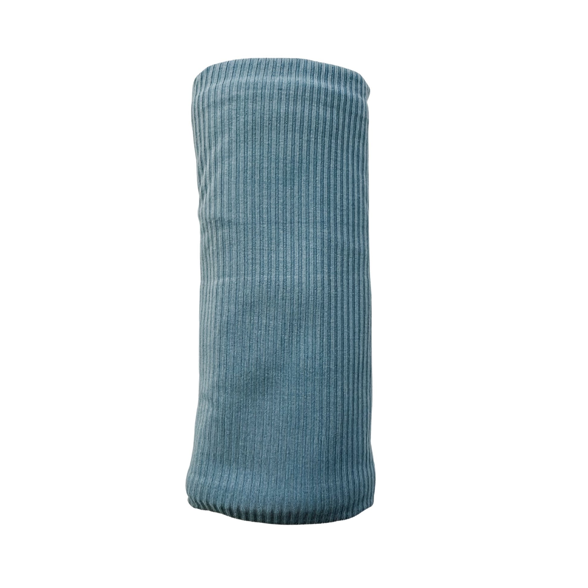 Bamboo Stretch Swaddle - Arona Blue Ribbed - Harp Angel Boutique