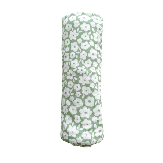 Bamboo Stretch Swaddle - Sage Ditsy Floral - Harp Angel Boutique