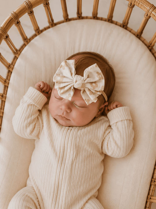 Blush Daisy One Size Knot Bow Headband - Harp Angel Boutique