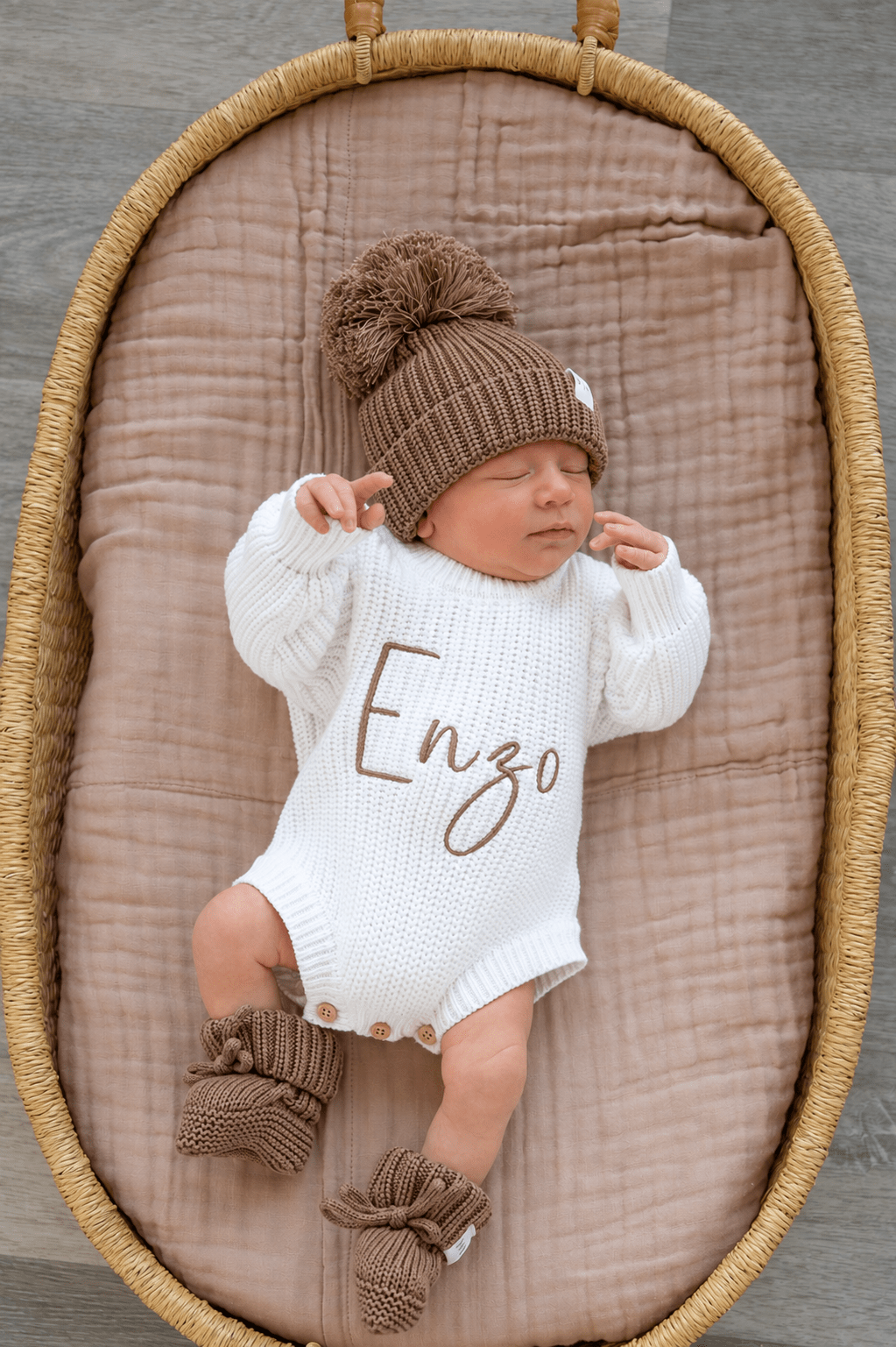 Brown Organic Cotton Knit Baby Beanie Hat - Harp Angel Boutique