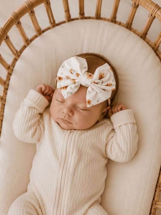 Falling Floral One Size Knot Bow Headband - Harp Angel Boutique