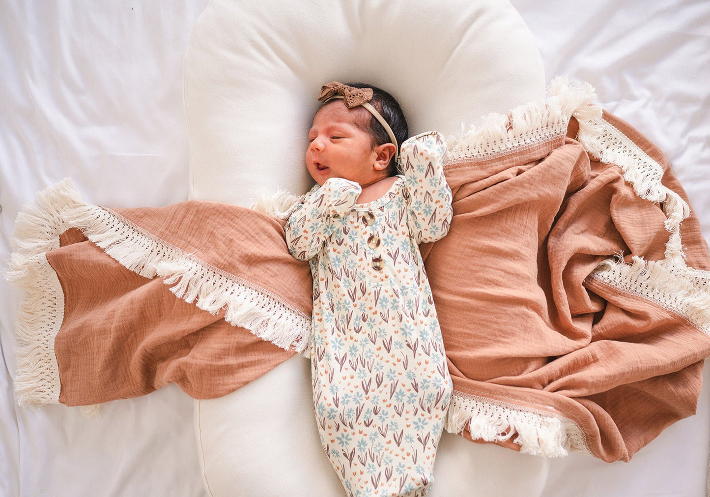 Knotted Baby Gown - La La Floral - Harp Angel Boutique