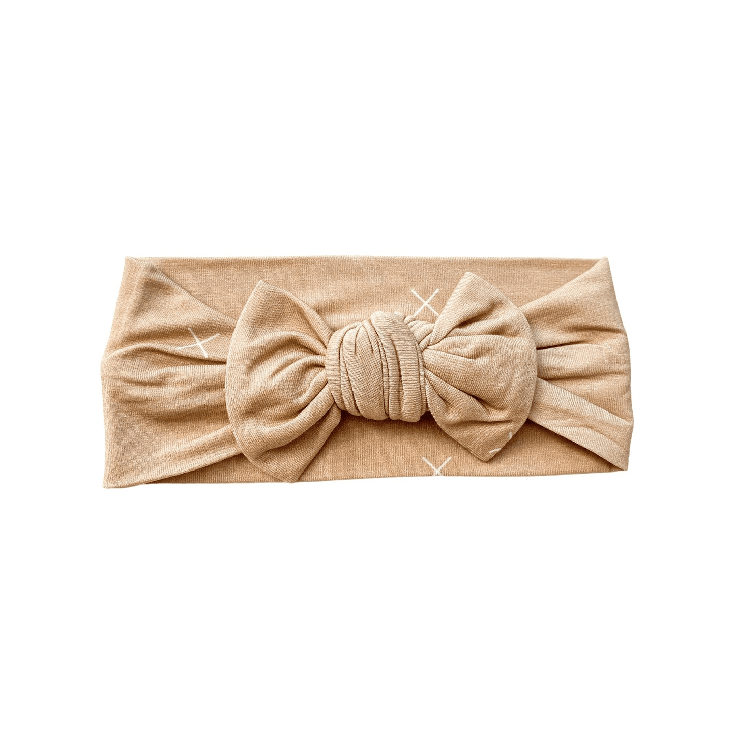 Knotted Headband - Beige X’s - Harp Angel Boutique