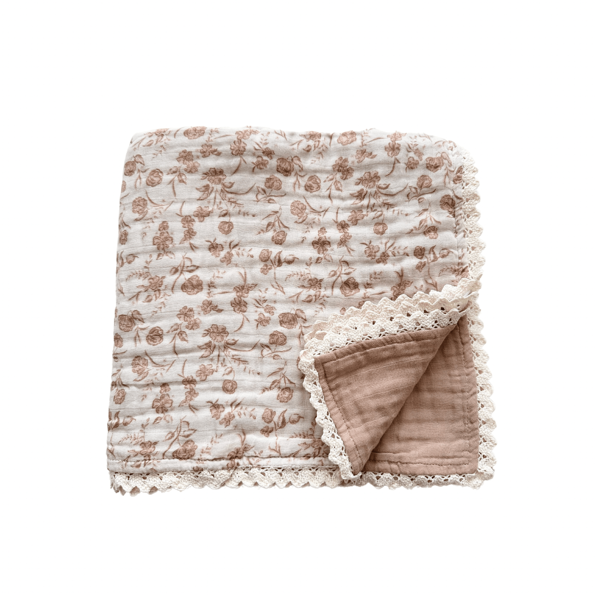 Muslin 6 - Layer Blanket - Vintage Floral Lace - Harp Angel Boutique