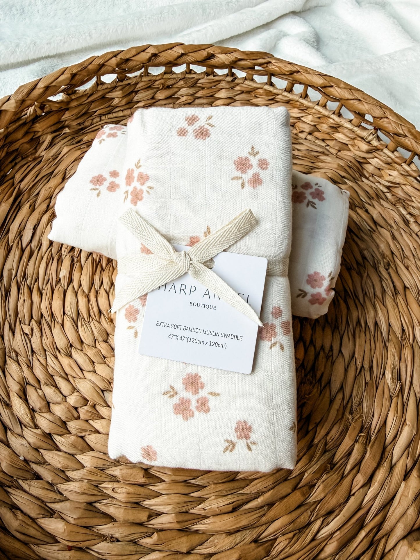 Muslin Swaddle Blanket - Pink Floral - Harp Angel Boutique