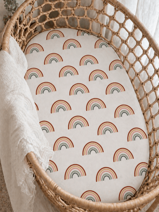 Neutral Rainbow Bamboo Changing Pad Cover - Harp Angel Boutique