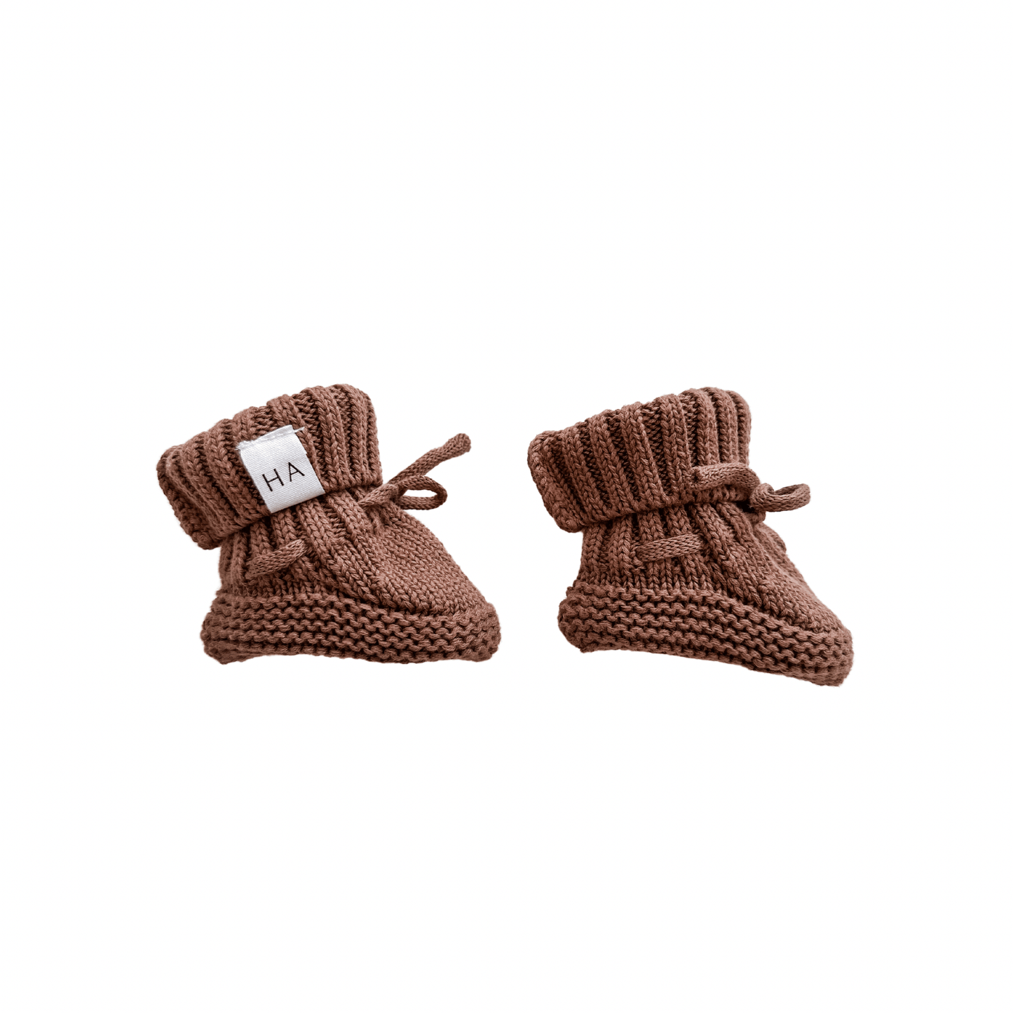 Organic Knit Booties - Brown - Harp Angel Boutique
