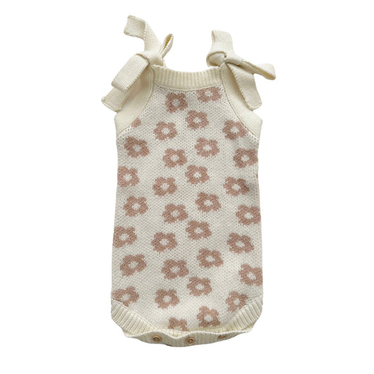 Organic Knit Romper - Mocha Daisy - Harp Angel Boutique