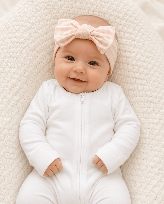 Pink Gingham Gingerbread Dreams Knotted Headband - Harp Angel Boutique