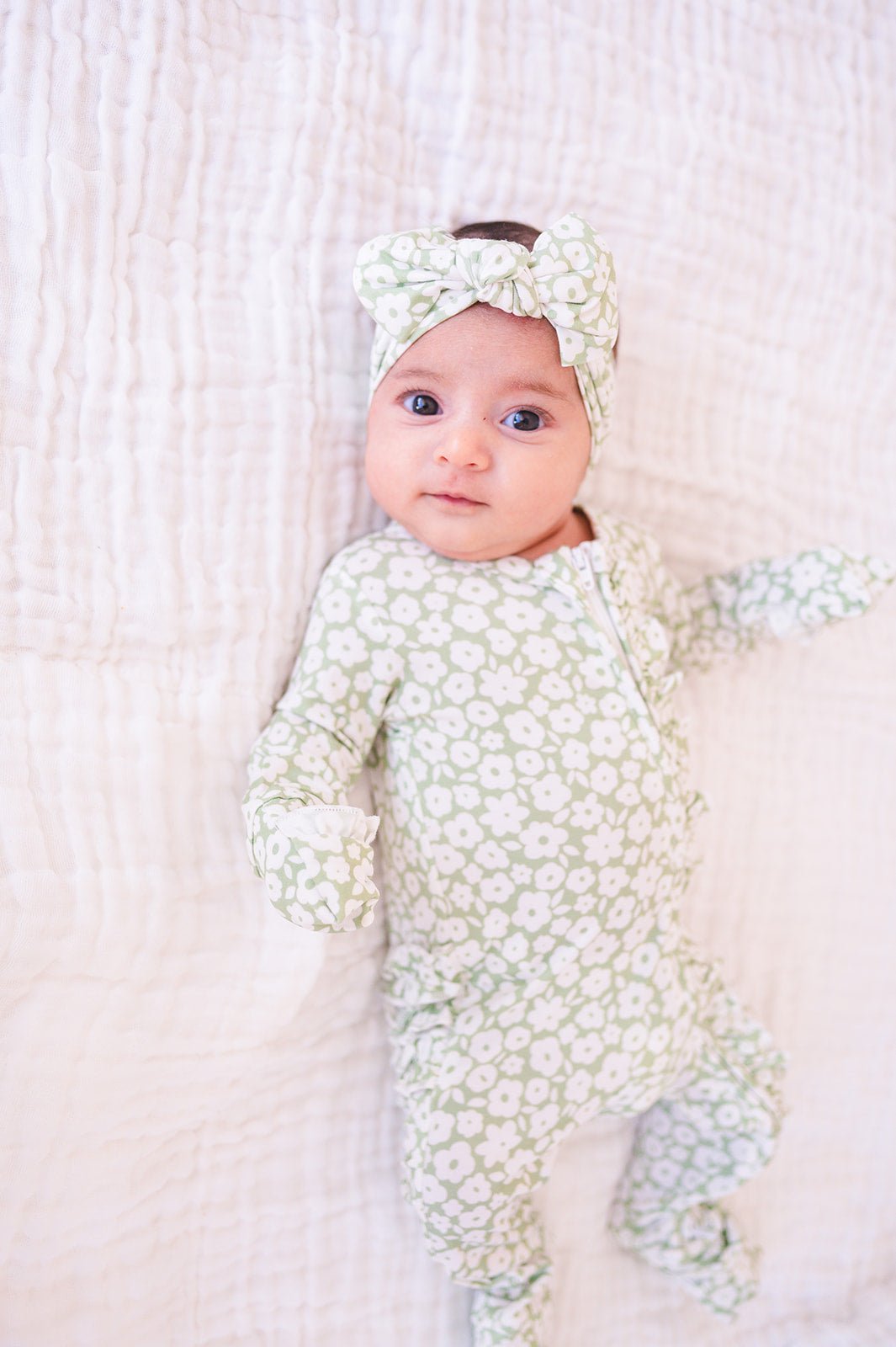 Sage Ditsy Floral Bow Headband - Harp Angel Boutique