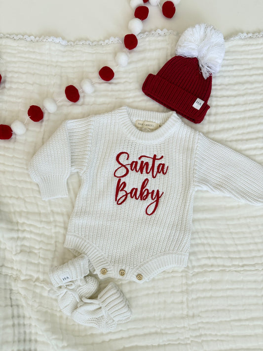 Santa Baby Organic Knit Bodysuit | Baby’s First Christmas - Harp Angel Boutique