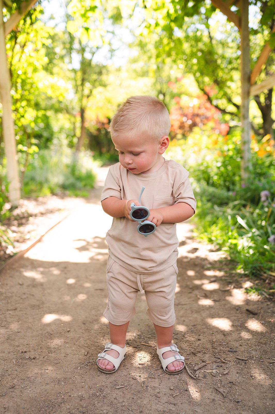 Two - Piece Ribbed Short Set - Tan - Harp Angel Boutique
