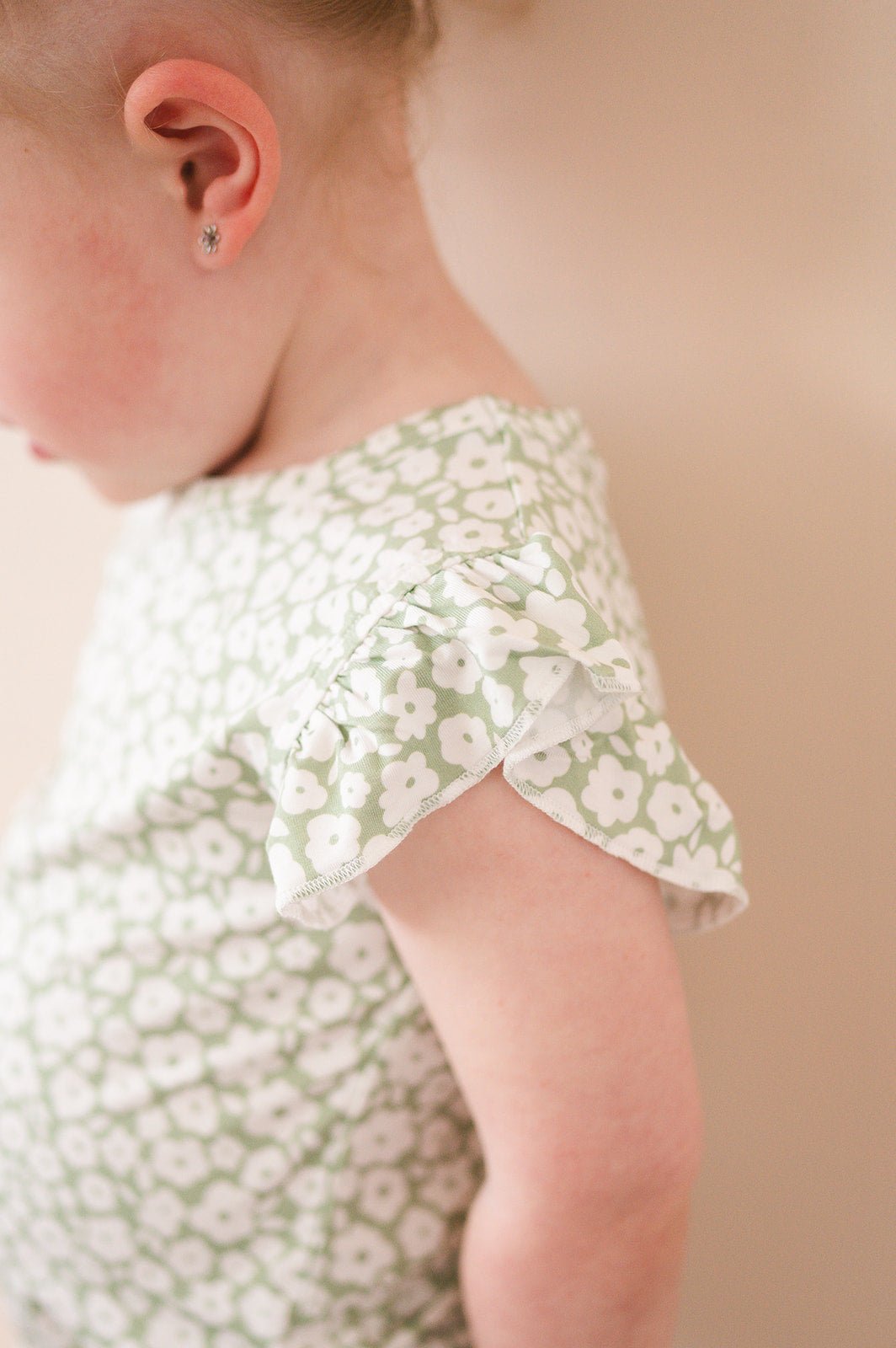 Two-Piece Short Set - Sage Ditsy Floral - Harp Angel Boutique