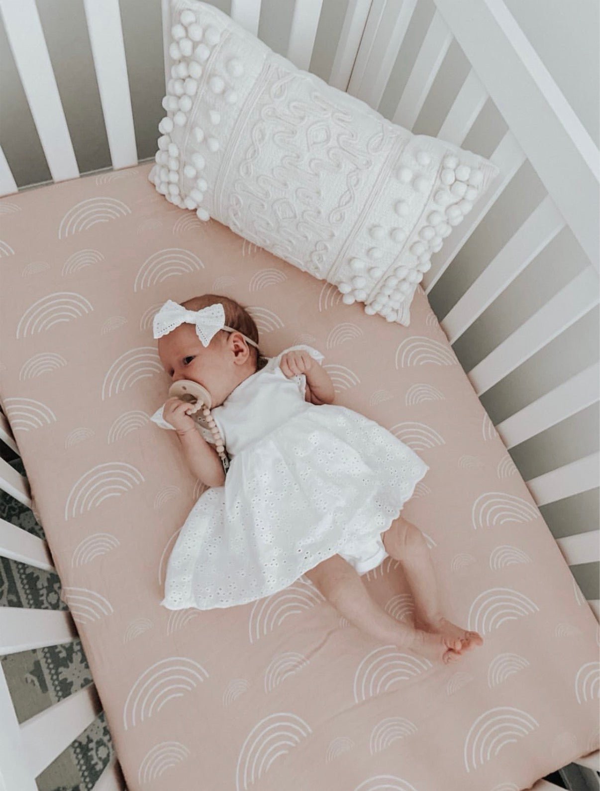 White Eyelet Baby Bow Headband - Harp Angel Boutique
