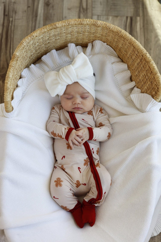 Zipper Romper - Candy Cane Gingerbread - Harp Angel Boutique
