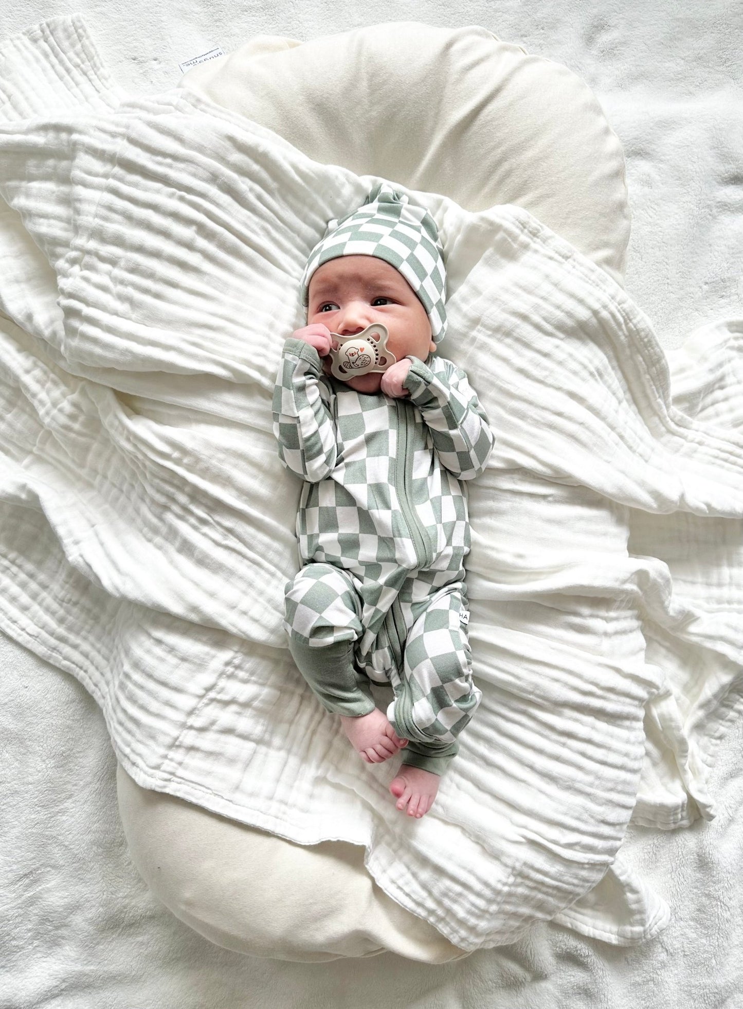 Zipper Romper - Jade Checker - Harp Angel Boutique