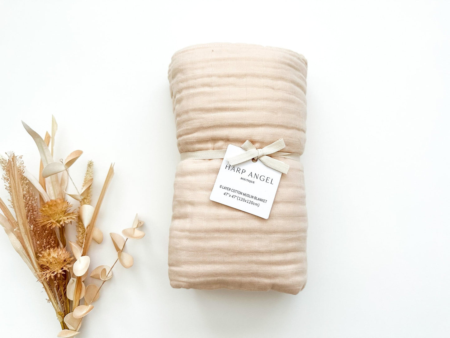 6-Layer Swaddle Blanket - Apricot - Harp Angel Boutique