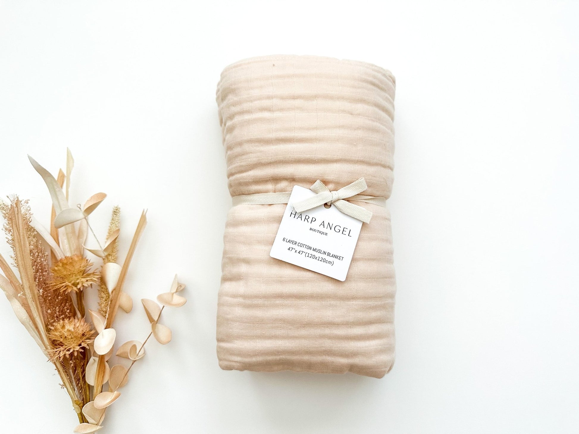 6-Layer Swaddle Blanket - Apricot - Harp Angel Boutique
