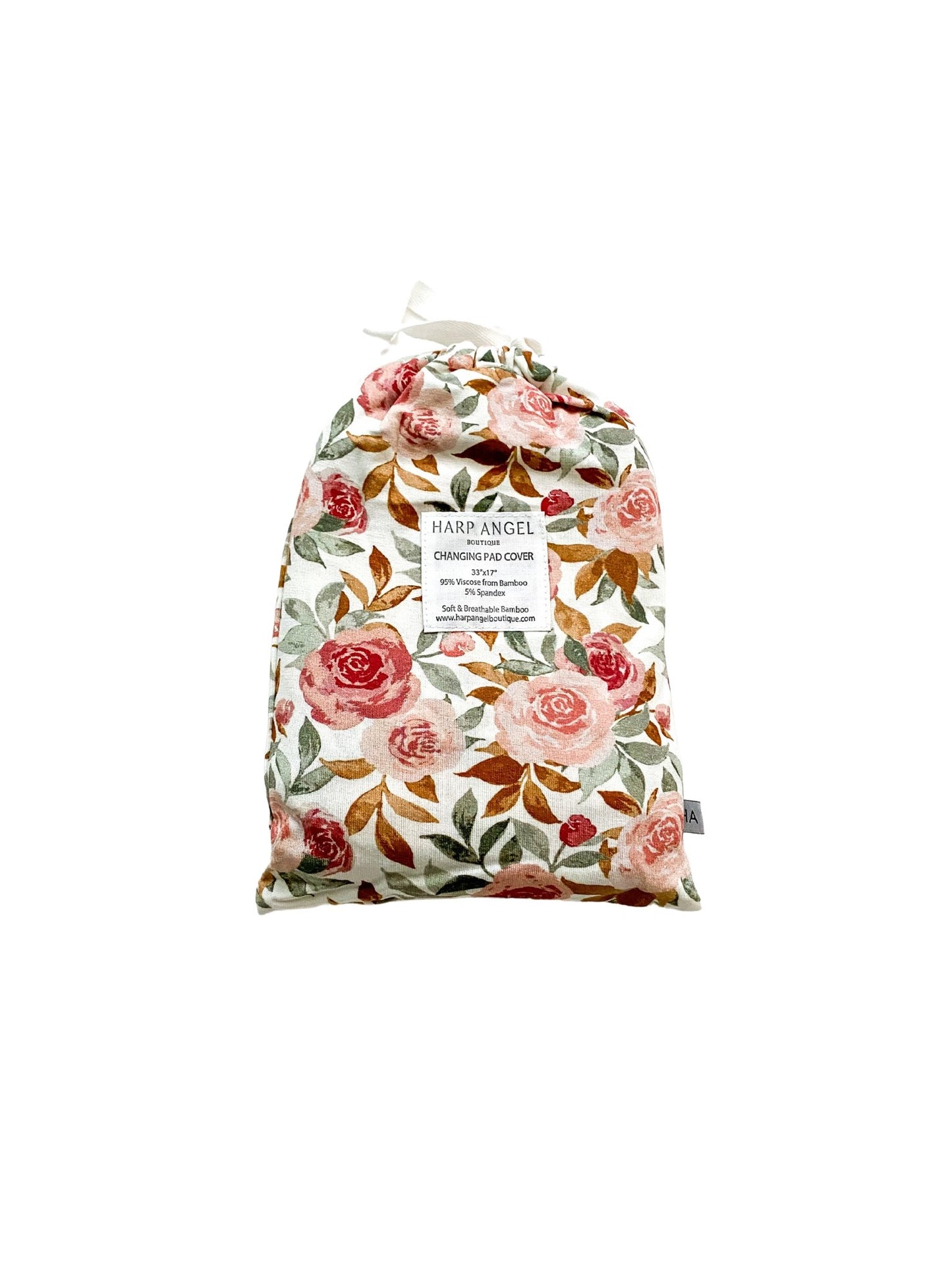 Bamboo Premium Changing Pad Cover - Dusty Pink Floral - Harp Angel Boutique