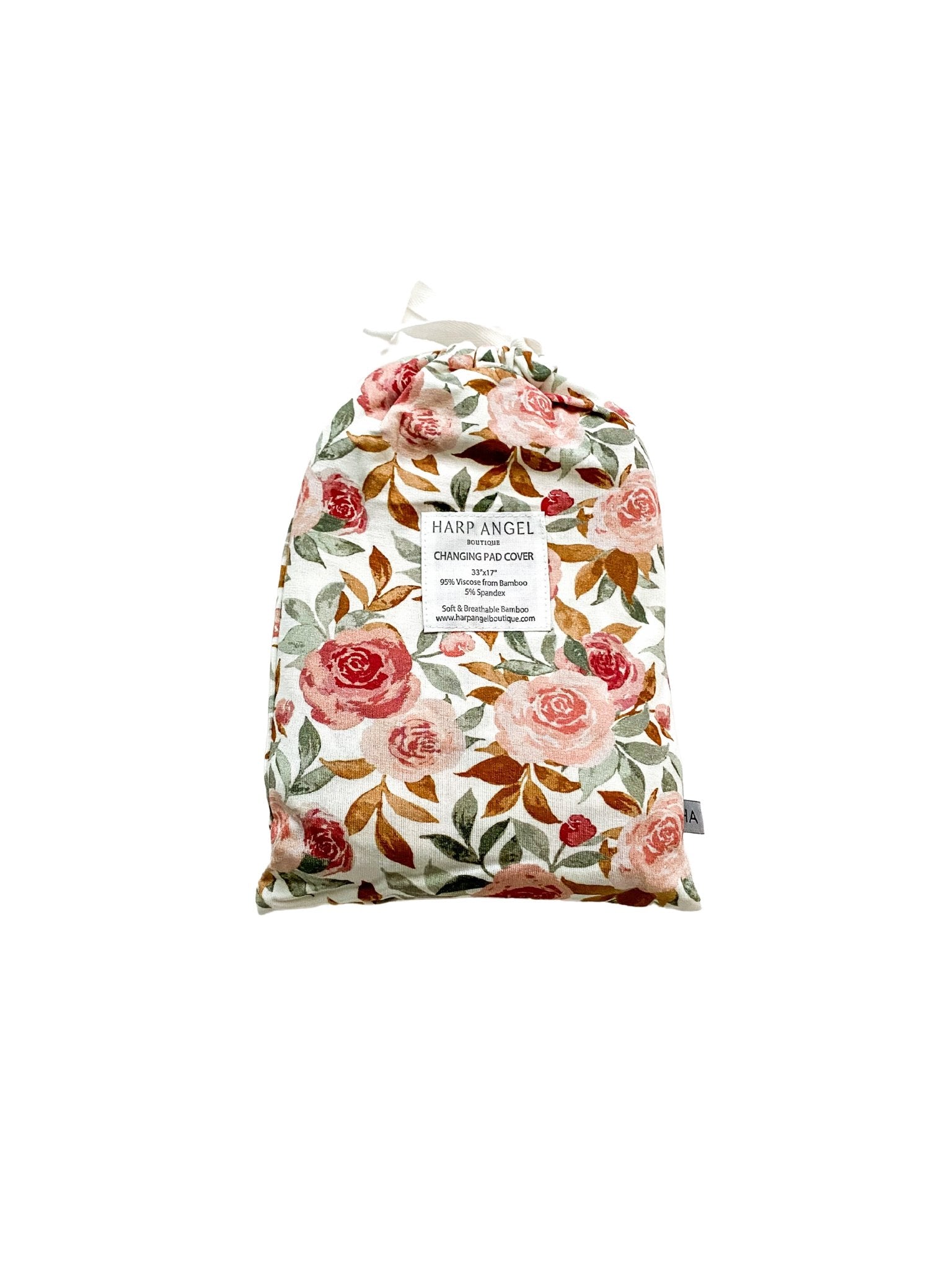 Bamboo Premium Changing Pad Cover - Dusty Pink Floral - Harp Angel Boutique