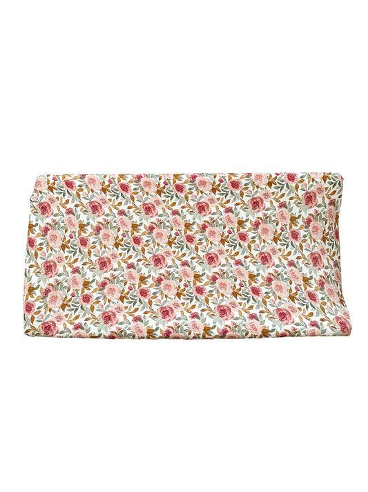 Bamboo Premium Changing Pad Cover - Dusty Pink Floral - Harp Angel Boutique