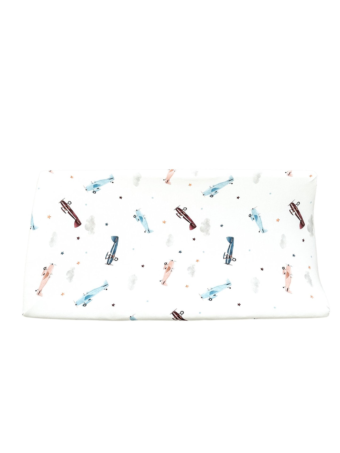 Bamboo Premium Changing Pad Cover - Vintage Airplane - Harp Angel Boutique