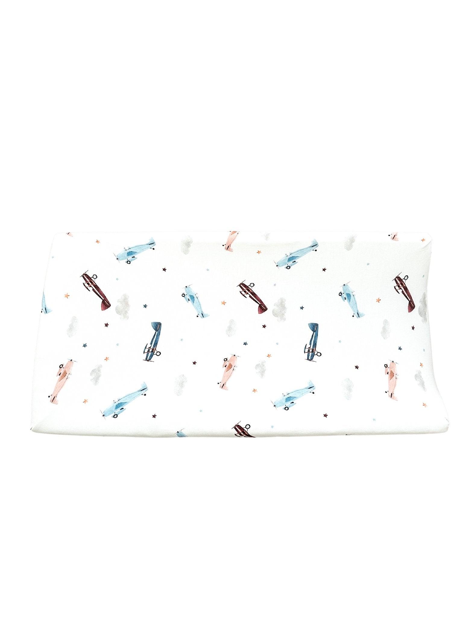Bamboo Premium Changing Pad Cover - Vintage Airplane - Harp Angel Boutique