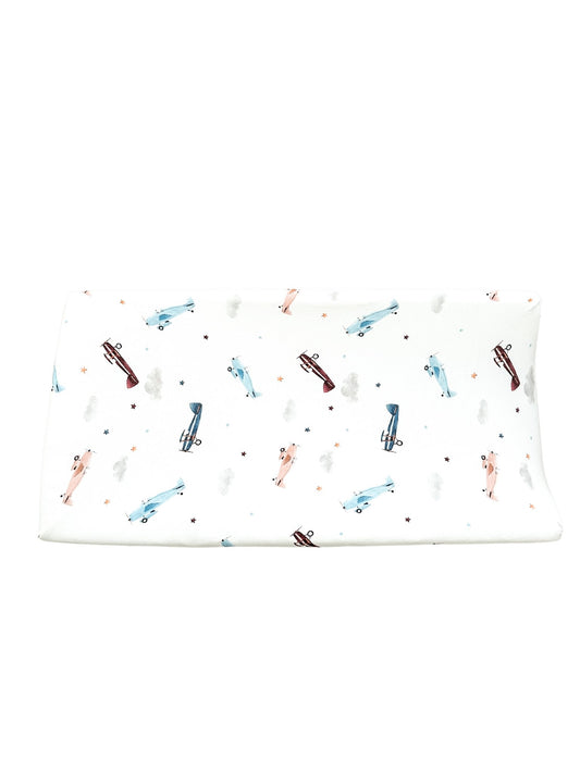 Bamboo Premium Changing Pad Cover - Vintage Airplane - Harp Angel Boutique