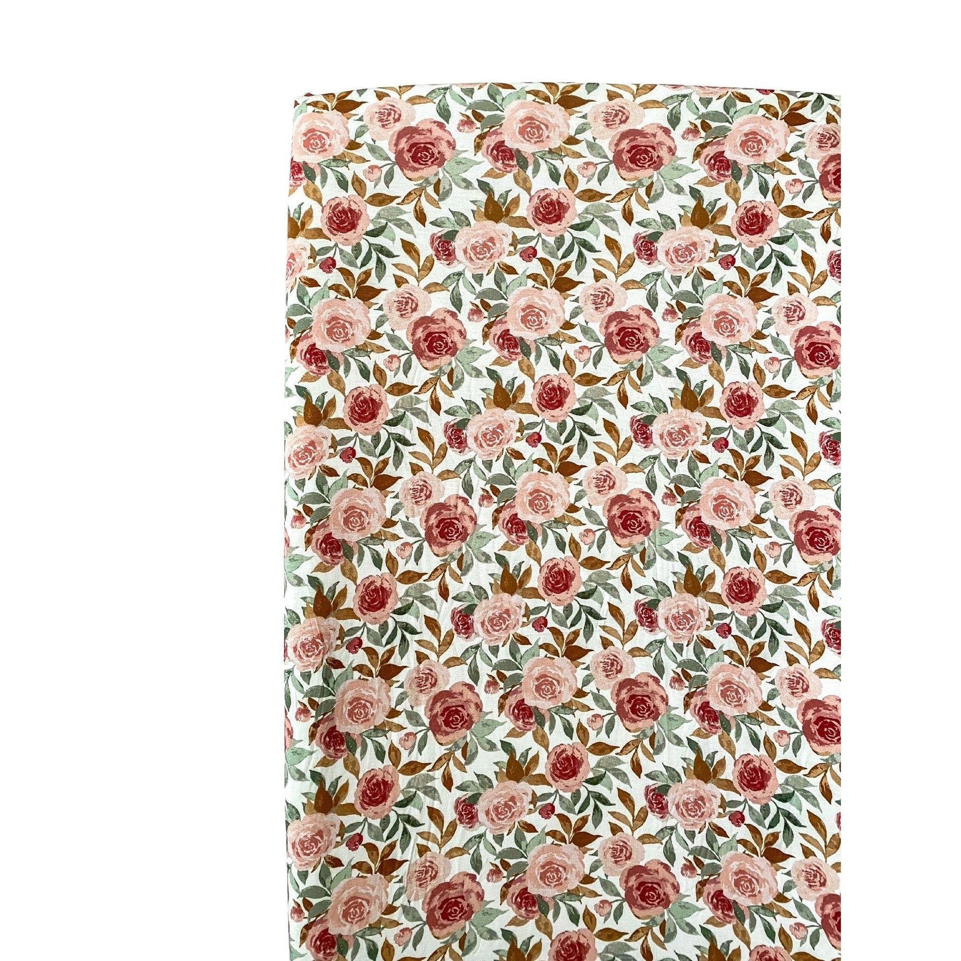 Bamboo Premium Fitted Crib Sheet - Dusty Pink Floral - Harp Angel Boutique