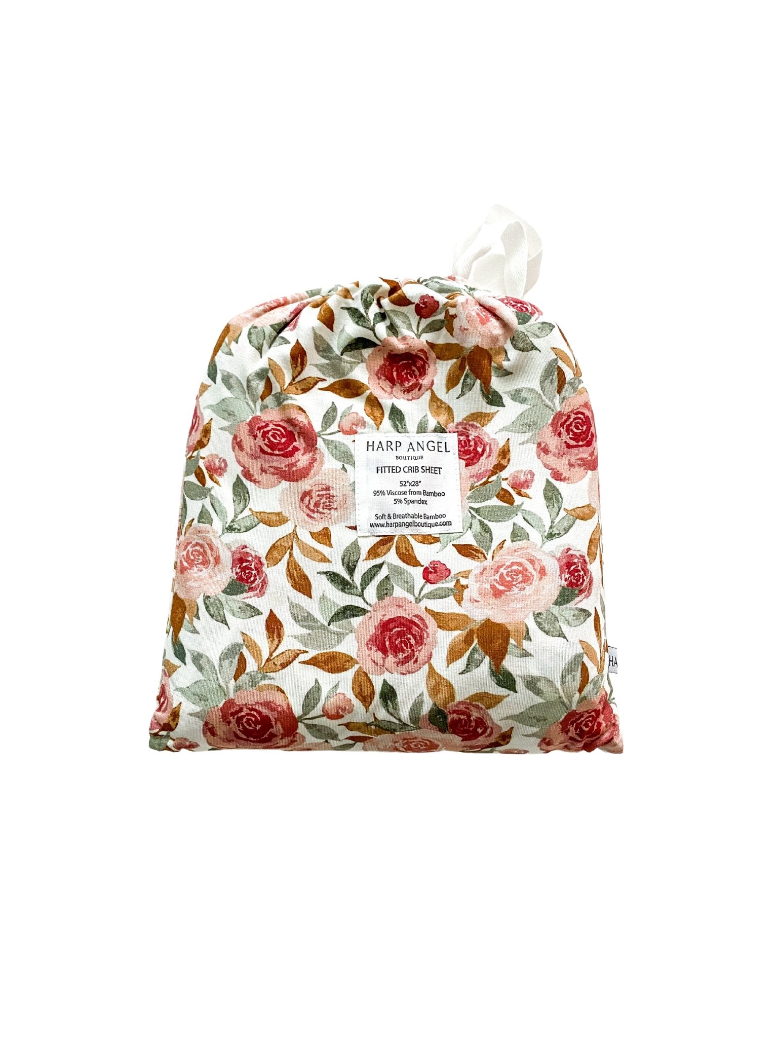 Bamboo Premium Fitted Crib Sheet - Dusty Pink Floral - Harp Angel Boutique