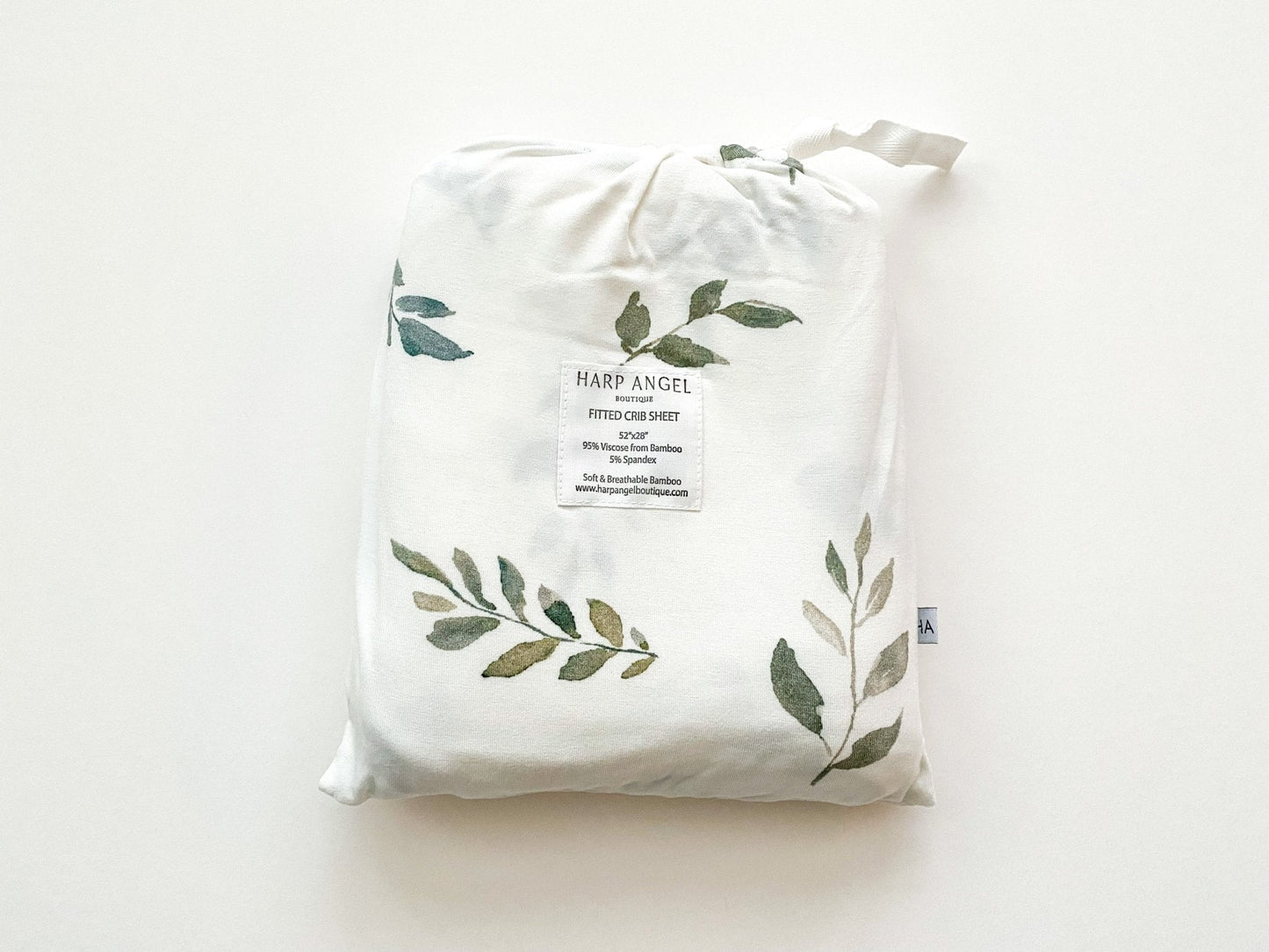 Bamboo Premium Fitted Crib Sheet - Green Leaves - Harp Angel Boutique