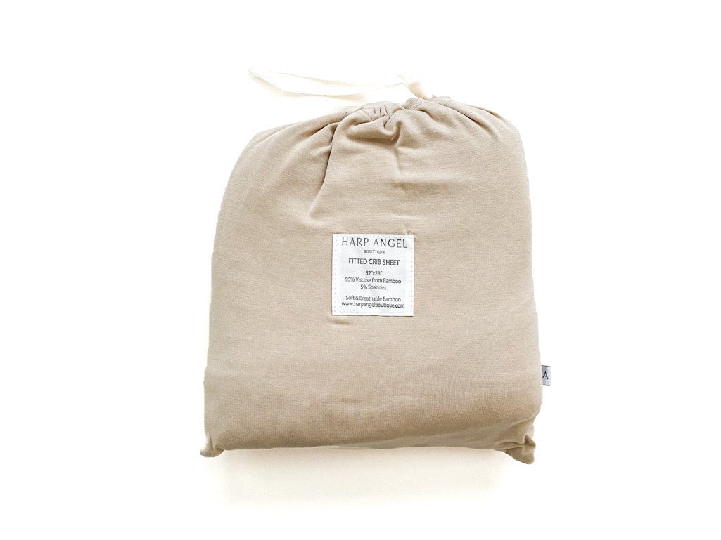 Bamboo Premium Fitted Crib Sheet - Tan - Harp Angel Boutique