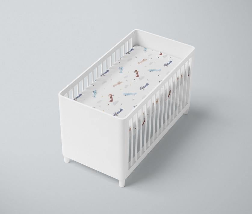 Bamboo Premium Fitted Crib Sheet - Vintage Airplane - Harp Angel Boutique