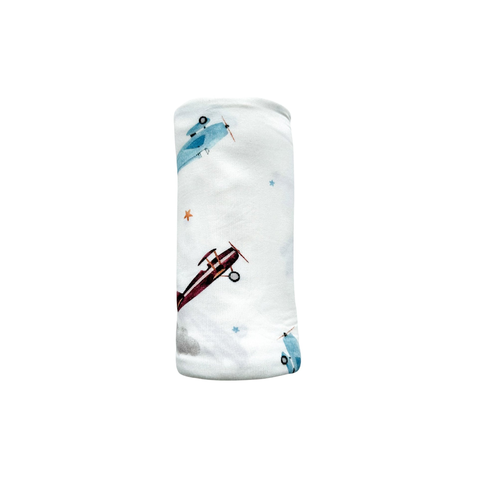 Bamboo Stretch Swaddle - Vintage Airplane - Harp Angel Boutique