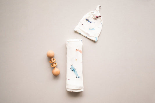 Bamboo Stretch Swaddle - Vintage Airplane - Harp Angel Boutique