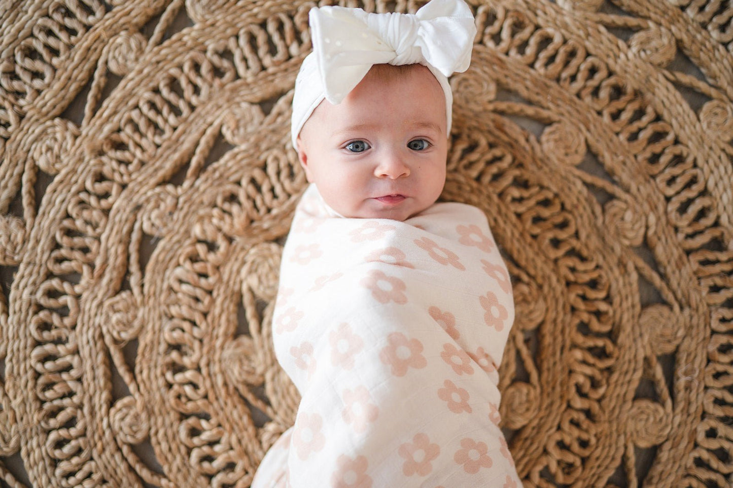 Blush Daisy Muslin Swaddle Blanket - Harp Angel Boutique