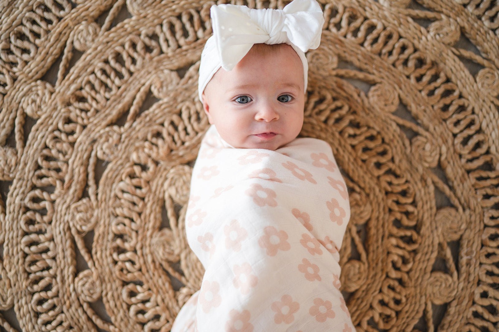 Blush Daisy Muslin Swaddle Blanket - Harp Angel Boutique