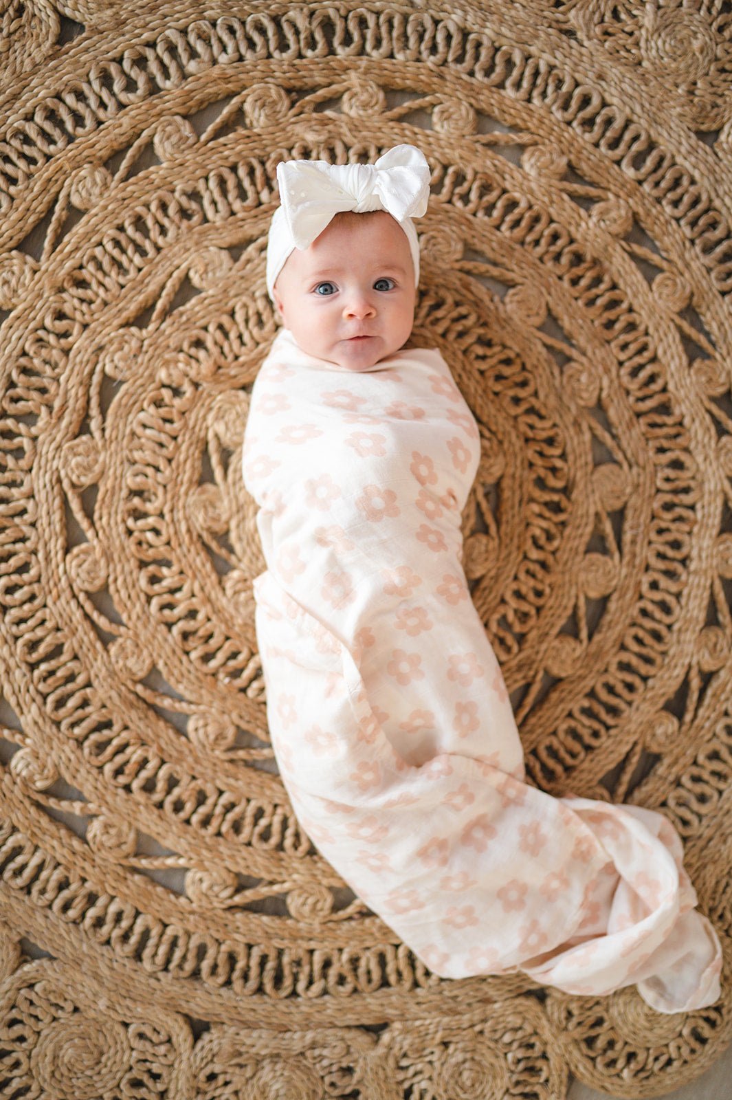 Blush Daisy Muslin Swaddle Blanket - Harp Angel Boutique