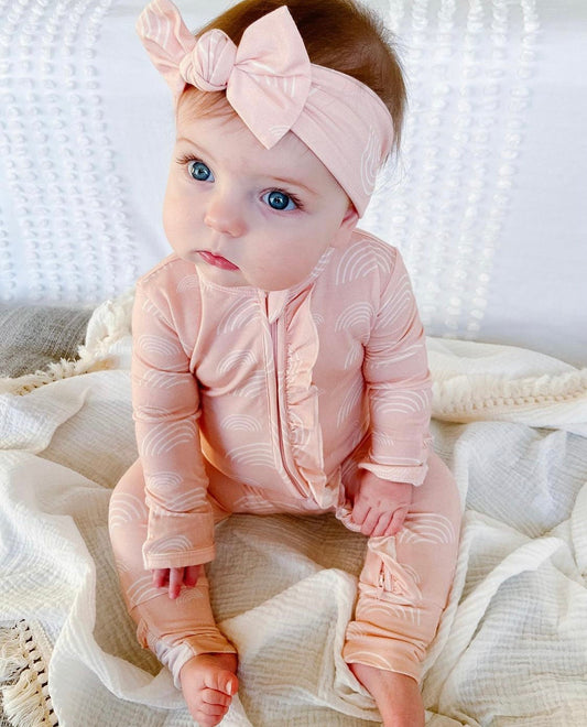 Blush Rainbow Bow Headband - Harp Angel Boutique