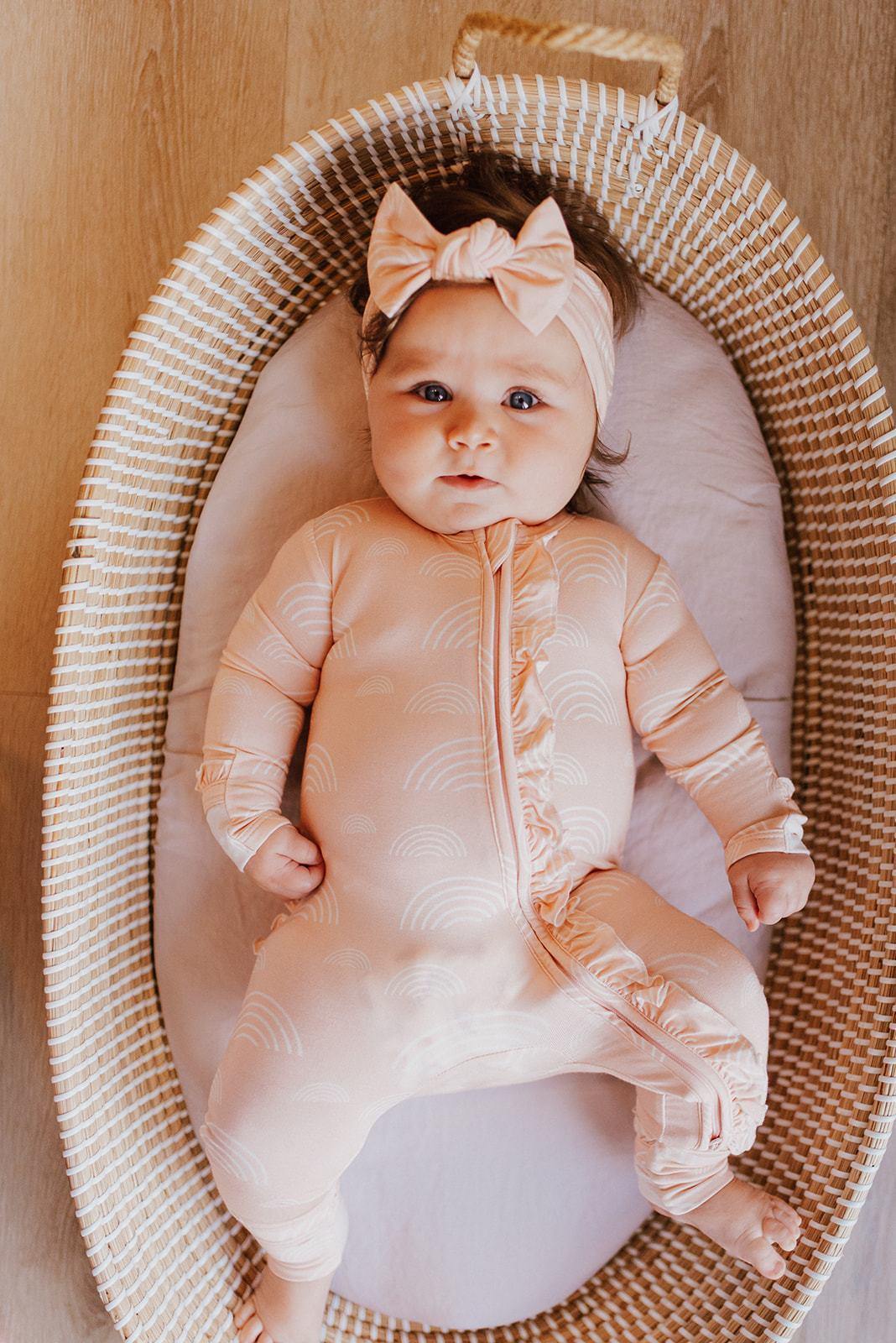 Blush Rainbow Knotted Bow Head Wrap Headband - Harp Angel Boutique