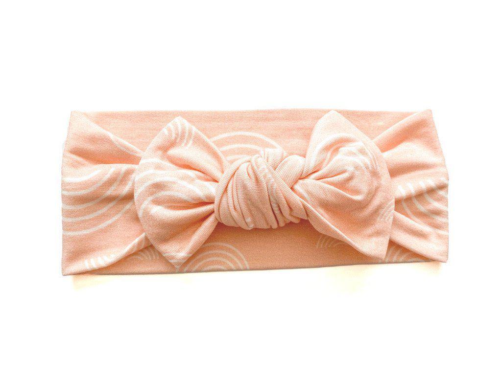 Blush Rainbow Knotted Bow Head Wrap Headband - Harp Angel Boutique