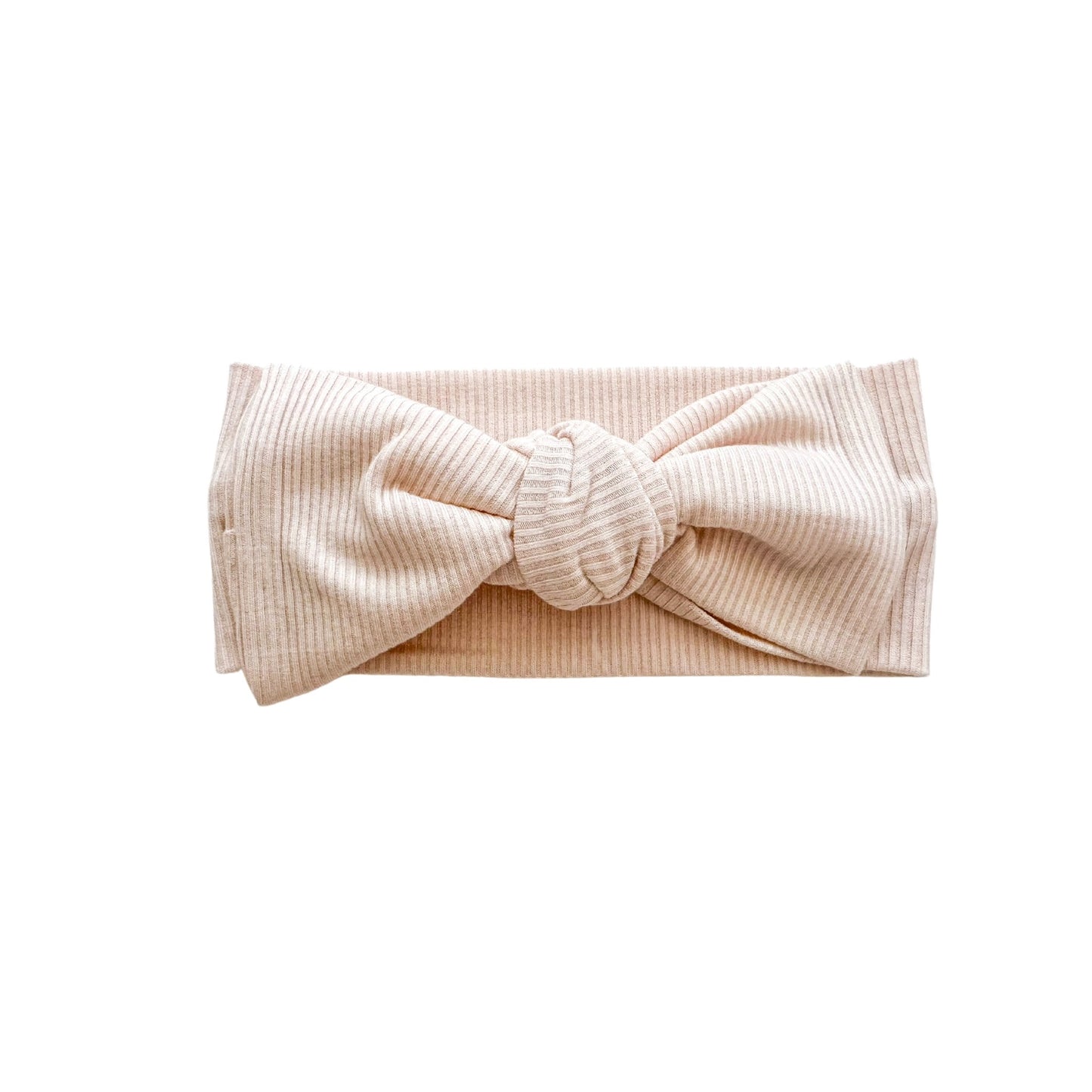 Blush Ribbed Baby Bow Headband - Harp Angel Boutique