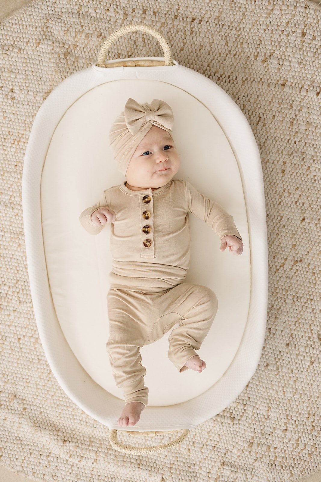 Bow Turban Hat - Tan - Harp Angel Boutique