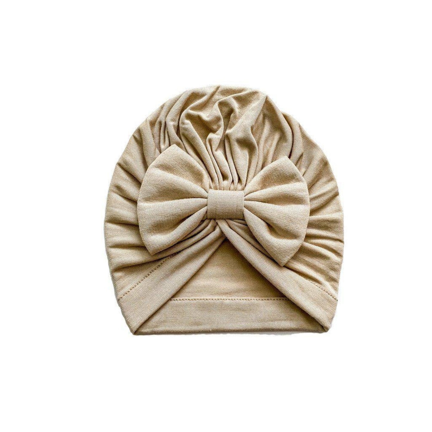 Bow Turban Hat - Tan - Harp Angel Boutique