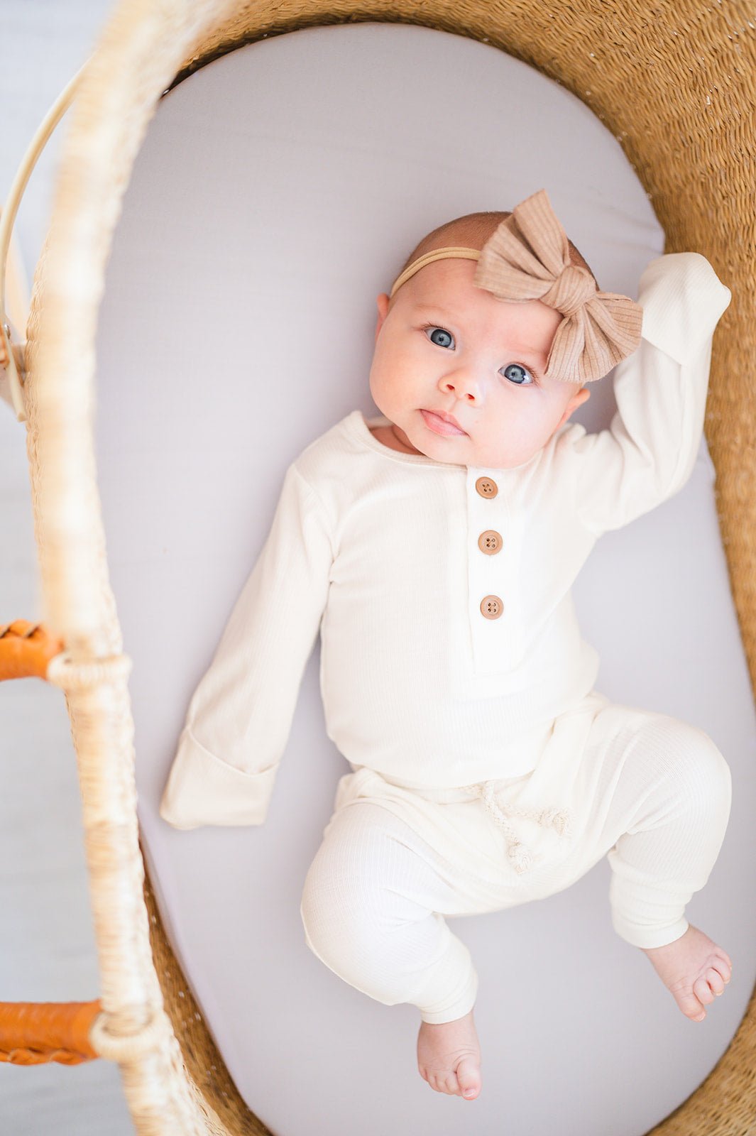 Camel Brown Ribbed Knot Bow Headband - Harp Angel Boutique