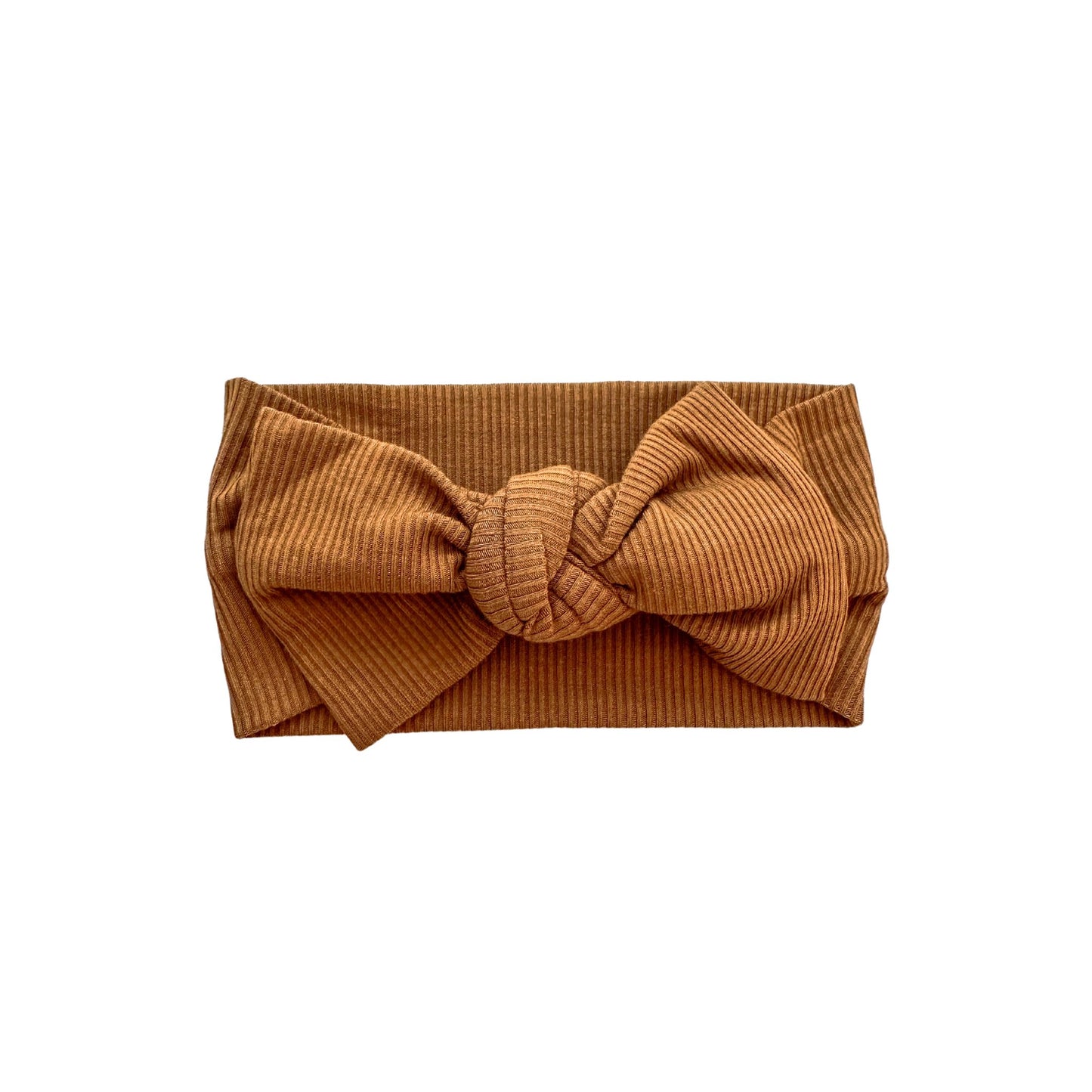 Caramel Ribbed Baby Bow Headband - Harp Angel Boutique