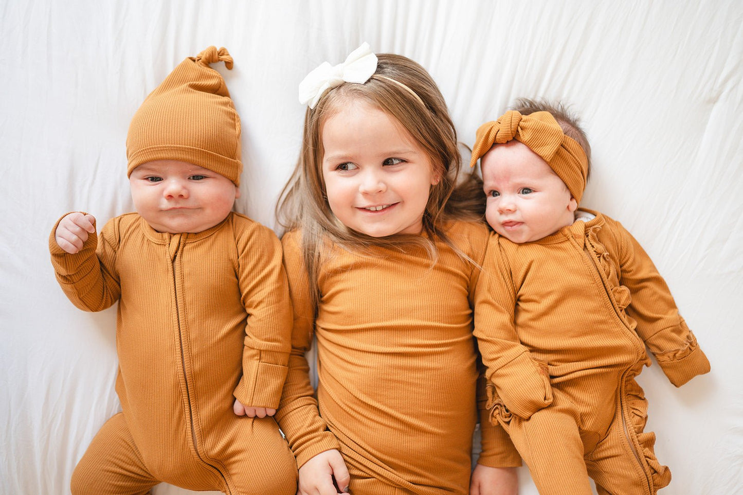 Caramel Ribbed Baby Bow Headband - Harp Angel Boutique